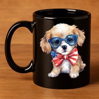 4th Of July Cute Dog Lover 11oz C Handle Ceramic Mug