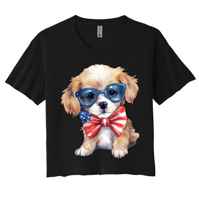 4th Of July Cute Dog Lover Crop Top