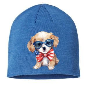 4th Of July Cute Dog Lover Sustainable Beanie