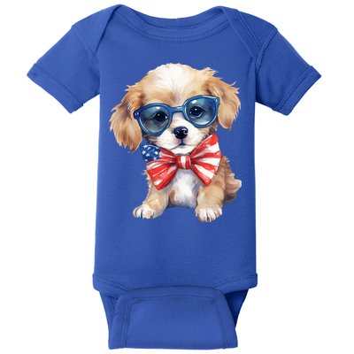 4th Of July Cute Dog Lover Baby Bodysuit