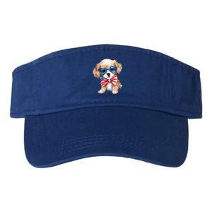 4th Of July Cute Dog Lover Valucap Bio-Washed Visor