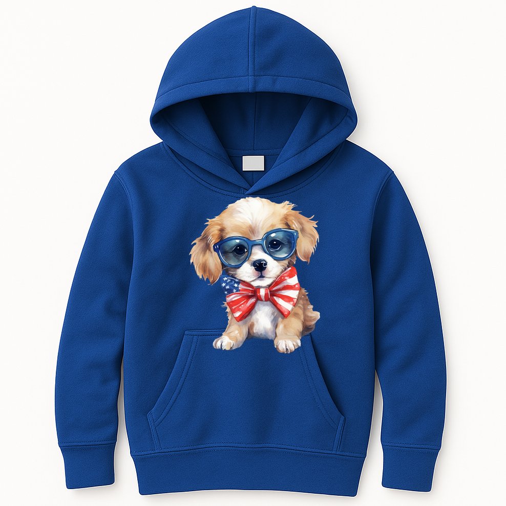 4th Of July Cute Dog Lover Kids Hoodie