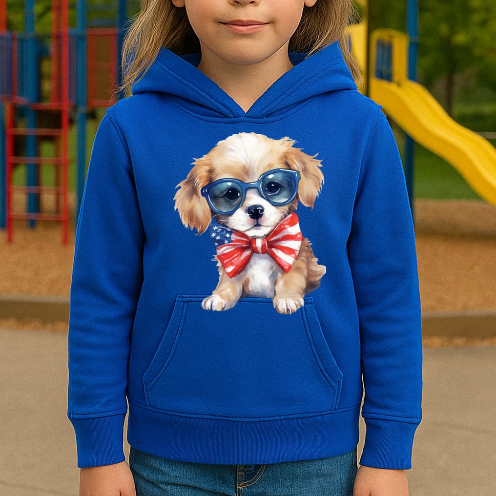 4th Of July Cute Dog Lover Kids Hoodie