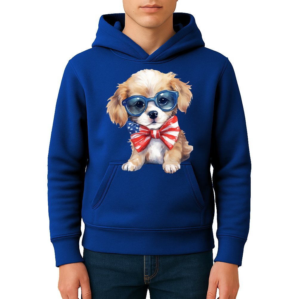 4th Of July Cute Dog Lover Kids Hoodie
