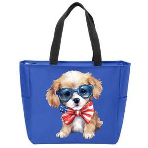 4th Of July Cute Dog Lover Zip Tote Bag