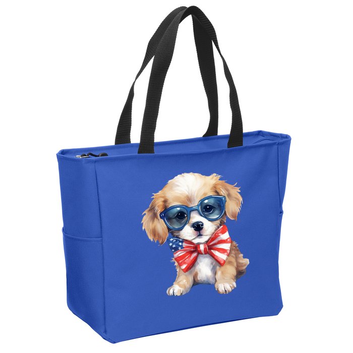 4th Of July Cute Dog Lover Zip Tote Bag