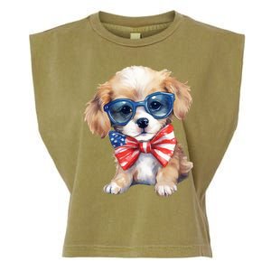 4th Of July Cute Dog Lover Garment-Dyed Women's Muscle Tee