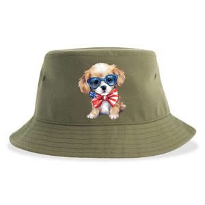 4th Of July Cute Dog Lover Sustainable Bucket Hat