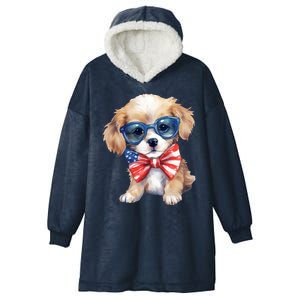 4th Of July Cute Dog Lover Hooded Wearable Blanket