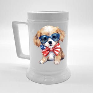 4th Of July Cute Dog Lover Beer Stein