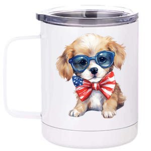 4th Of July Cute Dog Lover 12 oz Stainless Steel Tumbler Cup