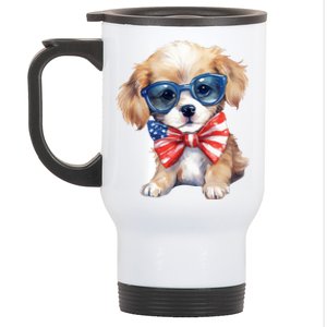 4th Of July Cute Dog Lover Stainless Steel Travel Mug