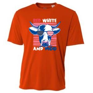 4th Of July Cow Red White And Moo Flag Patriotic Usa Gift Cooling Performance Crew T-Shirt