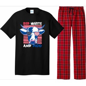 4th Of July Cow Red White And Moo Flag Patriotic Usa Gift Pajama Set