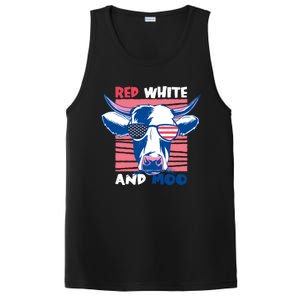 4th Of July Cow Red White And Moo Flag Patriotic Usa Gift PosiCharge Competitor Tank