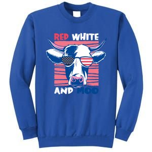 4th Of July Cow Red White And Moo Flag Patriotic Usa Gift Sweatshirt