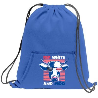 4th Of July Cow Red White And Moo Flag Patriotic Usa Gift Sweatshirt Cinch Pack Bag