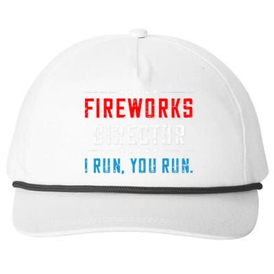 4th Of July Fireworks Director I Run You Run Snapback Five-Panel Rope Hat