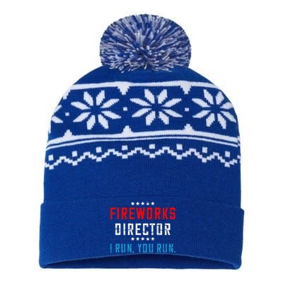 4th Of July Fireworks Director I Run You Run USA-Made Snowflake Beanie