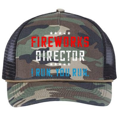 4th Of July Fireworks Director I Run You Run Retro Rope Trucker Hat Cap