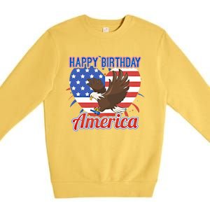 4th Of July Eagle Great Gift Happy Birthday America Gift Premium Crewneck Sweatshirt