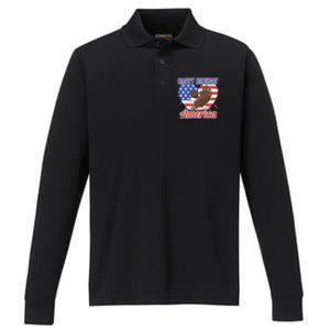 4th Of July Eagle Great Gift Happy Birthday America Gift Performance Long Sleeve Polo