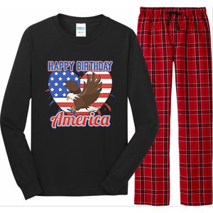 4th Of July Eagle Great Gift Happy Birthday America Gift Long Sleeve Pajama Set