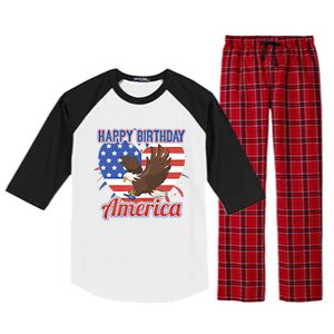 4th Of July Eagle Great Gift Happy Birthday America Gift Raglan Sleeve Pajama Set