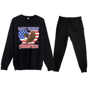 4th Of July Eagle Great Gift Happy Birthday America Gift Premium Crewneck Sweatsuit Set