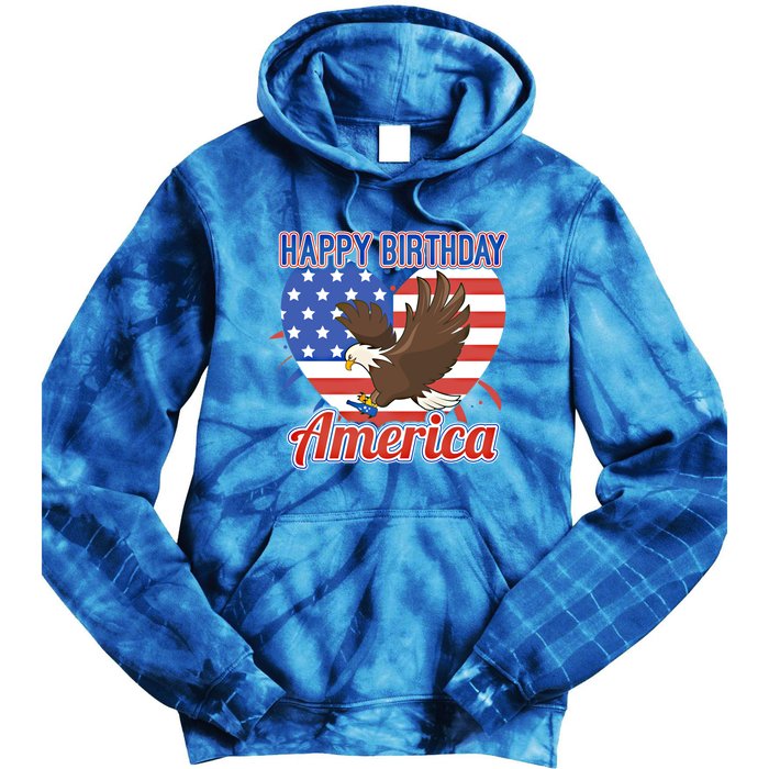 4th Of July Eagle Great Gift Happy Birthday America Gift Tie Dye Hoodie