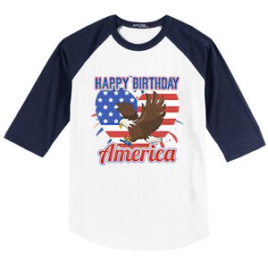 4th Of July Eagle Great Gift Happy Birthday America Gift Baseball Sleeve Shirt