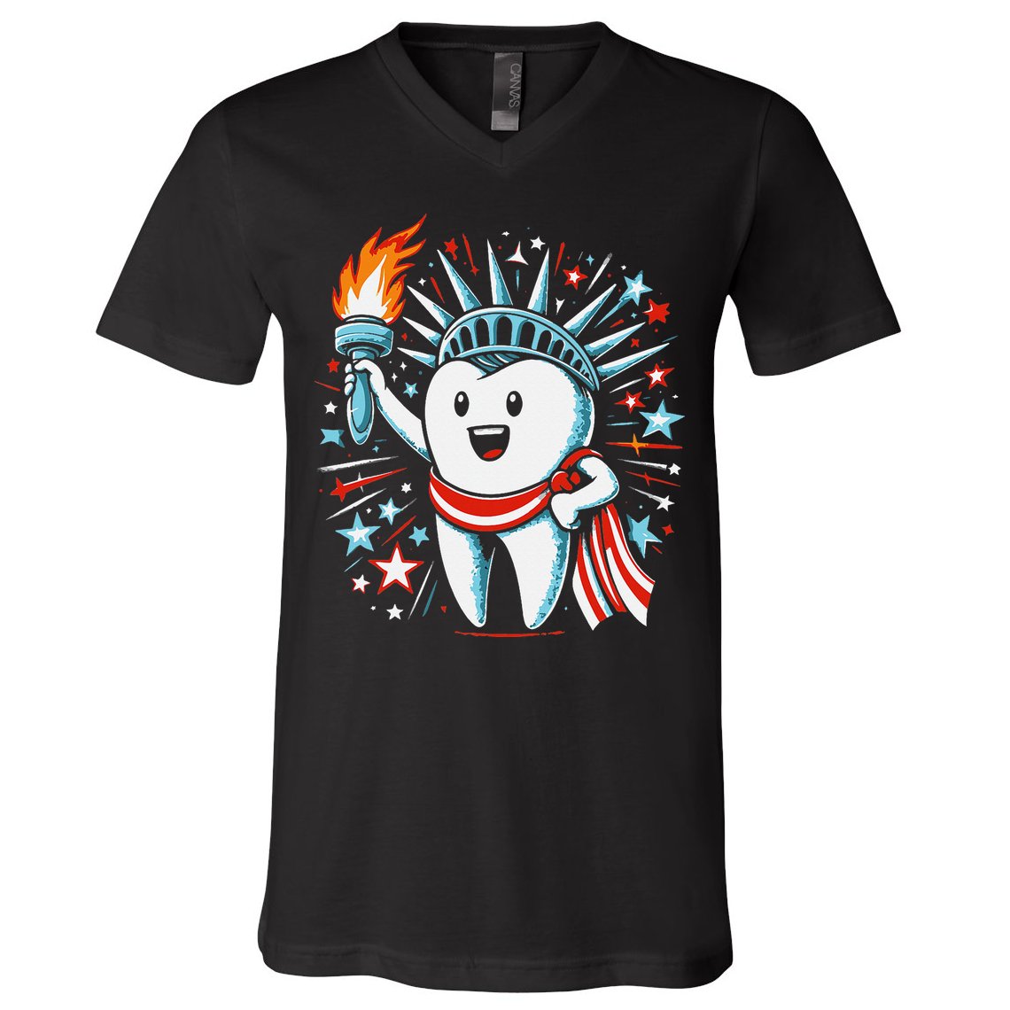 4th Of July Dentist Tooth Dental Patriotic Women V-Neck T-Shirt