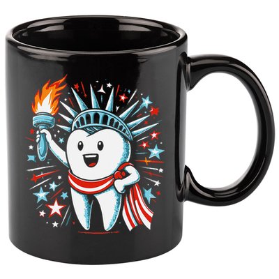 4th Of July Dentist Tooth Dental Patriotic Women 11oz C Handle Ceramic Mug
