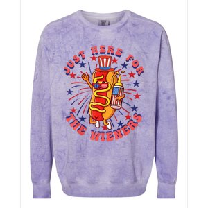 4th Of July I'm Just Here For The Wieners Hot Dogs Funny Colorblast Crewneck Sweatshirt