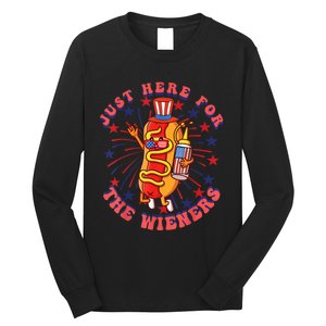 4th Of July I'm Just Here For The Wieners Hot Dogs Funny Long Sleeve Shirt