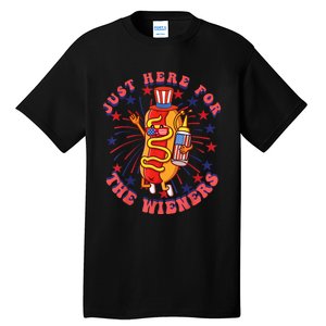 4th Of July I'm Just Here For The Wieners Hot Dogs Funny Tall T-Shirt