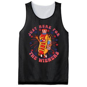 4th Of July I'm Just Here For The Wieners Hot Dogs Funny Mesh Reversible Basketball Jersey Tank