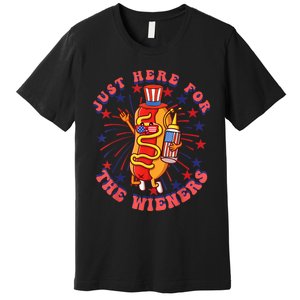 4th Of July I'm Just Here For The Wieners Hot Dogs Funny Premium T-Shirt