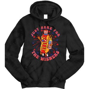 4th Of July I'm Just Here For The Wieners Hot Dogs Funny Tie Dye Hoodie