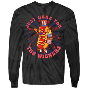 4th Of July I'm Just Here For The Wieners Hot Dogs Funny Tie-Dye Long Sleeve Shirt