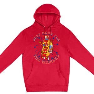 4th Of July I'm Just Here For The Wieners Hot Dogs Funny Premium Pullover Hoodie