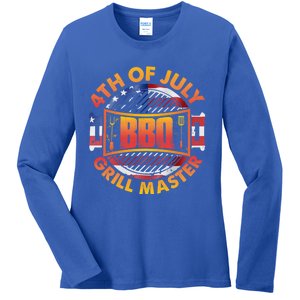 4th Of July Bbq Grill Master Gift Ladies Long Sleeve Shirt