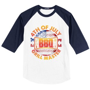 4th Of July Bbq Grill Master Gift Baseball Sleeve Shirt