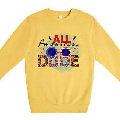 4th Of July Clothes And Accessories All American Dude Gift Premium Crewneck Sweatshirt