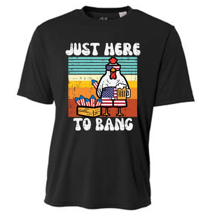 4th Of July Chicken Fireworks Here To Bang Retro America Cooling Performance Crew T-Shirt