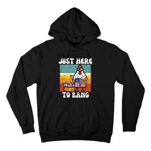 4th Of July Chicken Fireworks Here To Bang Retro America Hoodie