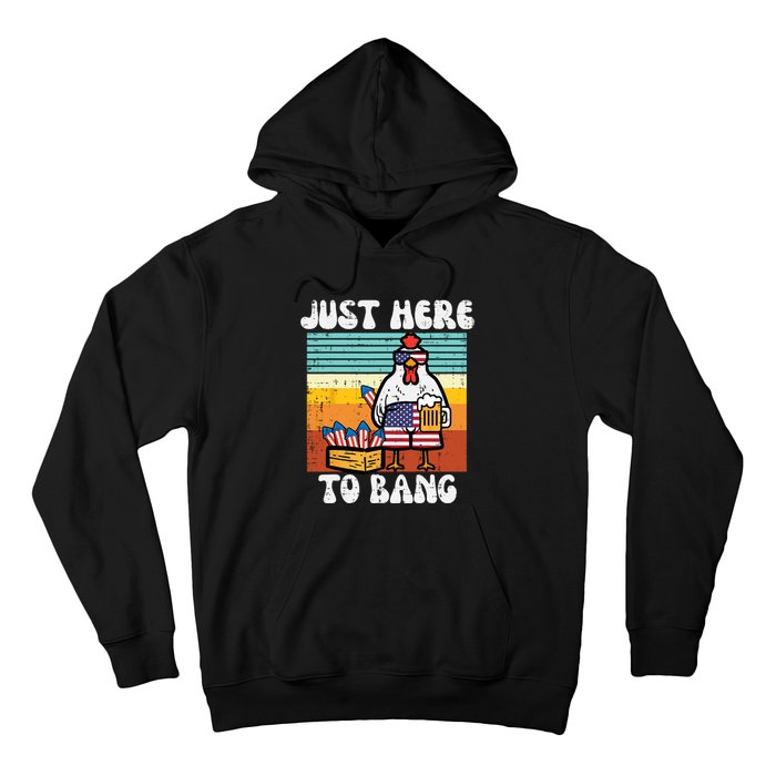 4th Of July Chicken Fireworks Here To Bang Retro America Hoodie