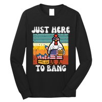 4th Of July Chicken Fireworks Here To Bang Retro America Long Sleeve Shirt