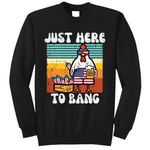 4th Of July Chicken Fireworks Here To Bang Retro America Sweatshirt