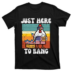 4th Of July Chicken Fireworks Here To Bang Retro America T-Shirt